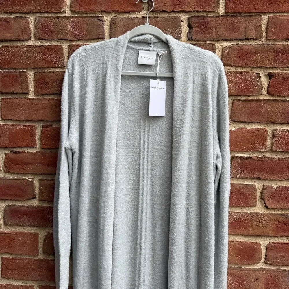 Kashwere Women's Cozy Open-Front Long Cardigan kashease robe ocean M/L NWT